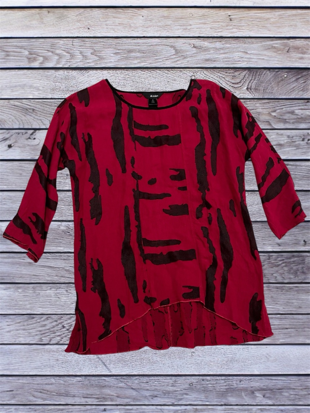 Ali Miles Magenta and Black Abstract Tunic medium